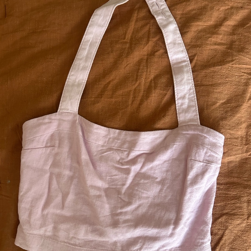 Abercrombie & Fitch Pink Linen Halter Top
